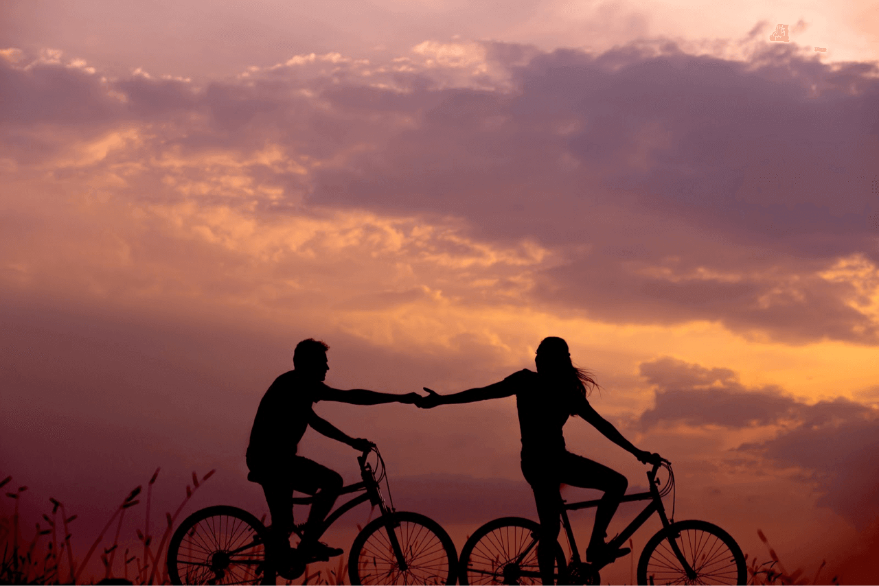 Couple on a bicycle